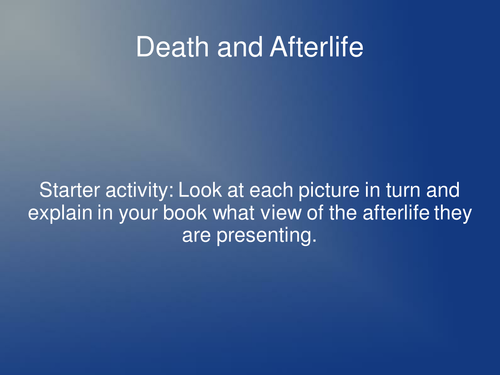 Life after death: pictures and starter activity