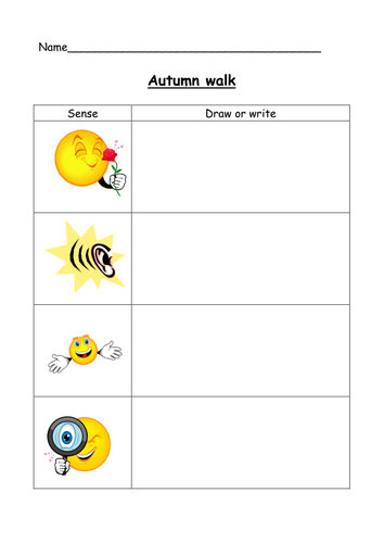 Autumn walk senses recording sheet. by ruthbentham - Teaching Resources