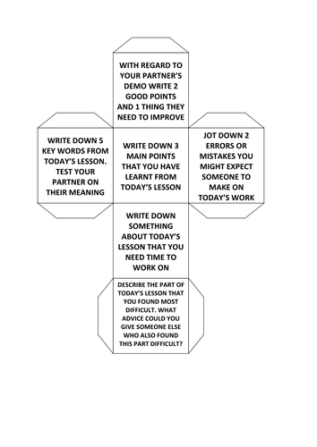 AfL plenary dice - could be used for any subject