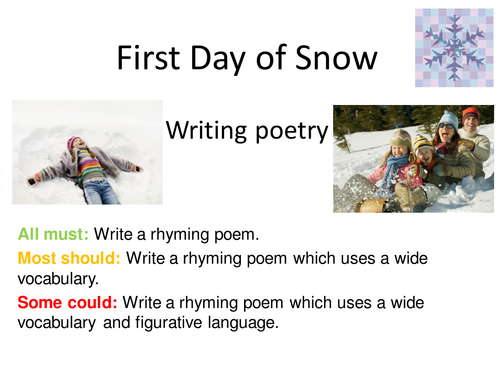 First day of snow- writing a poem