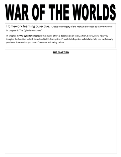 War of the Worlds: students draw the martian