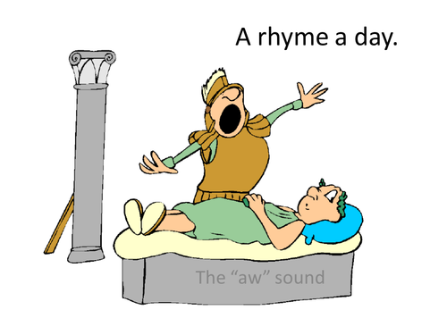 Animated rhyme  to read using the  aw sound