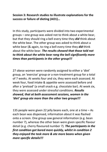 Dieting Studies Task