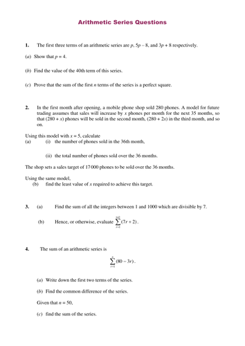 Arithmetic Series Questions