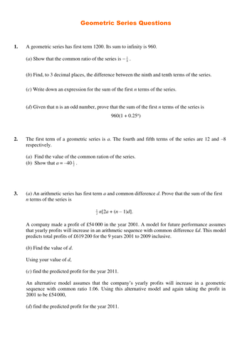 Geometric Series Questions