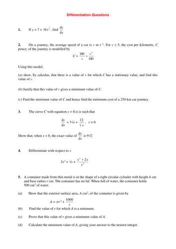 Differentiation Exercise