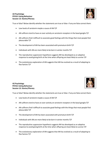 More Eating Behaviour Activities