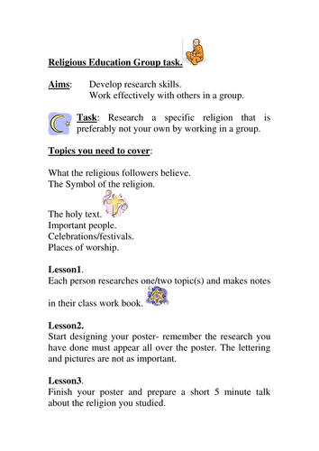 RE Yr 7 group task