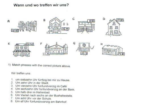 Wann und wo treffen wir uns? worksheet