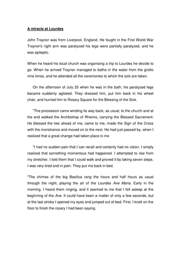 A story from Lourdes