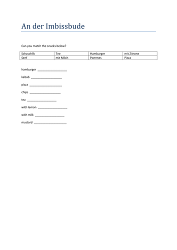 An der Imbissbude match up