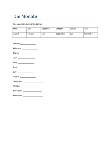 die Monate match up
