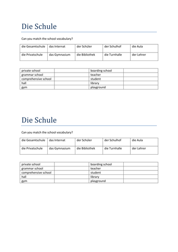 die Schule match up