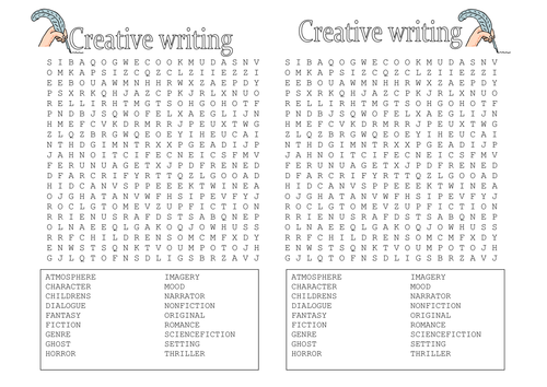Creative writing wordsearch + answers