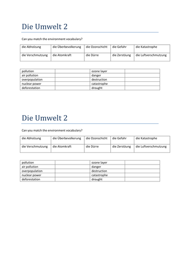 die Umwelt 2 match up