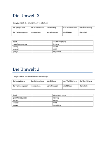 die Umwelt 3 match up