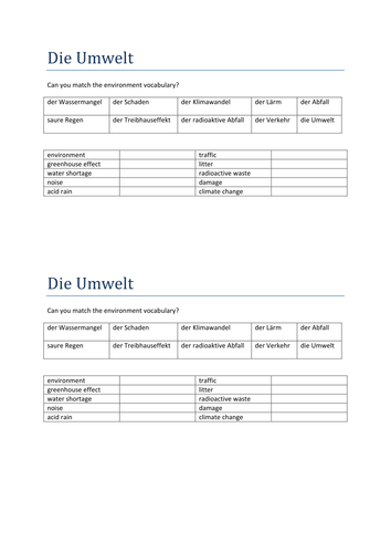 die Umwelt match up