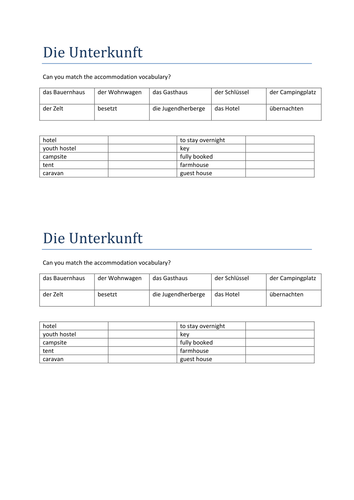 die Unterkunft match up
