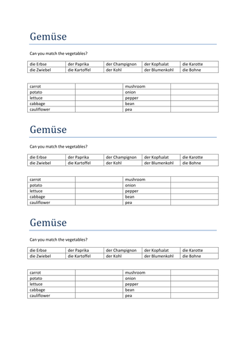 die Gemuese match up