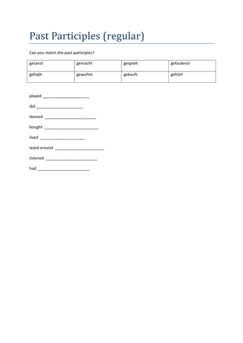 Regular past participles match up