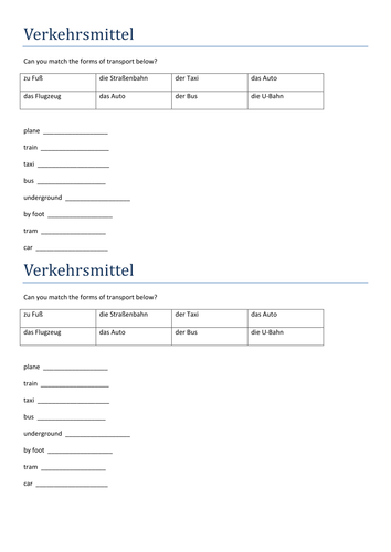 Verkehrsmittel match up