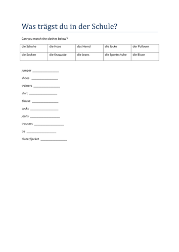 die Schuluniform match up