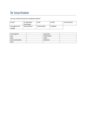 le tourisme match up