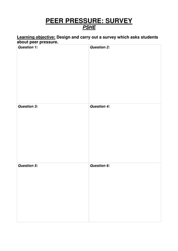 Peer Pressure: students design a survey: PSHE