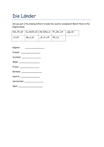 die Laender missing letters