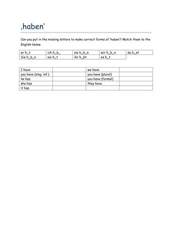 haben missing letters