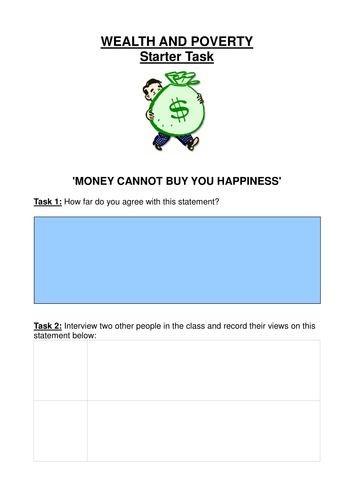 Attitudes to money: starter activity