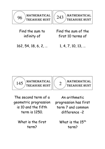 Treasure Hunt - arithmetic and geometric series