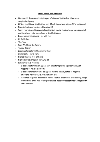 Mass media and disability