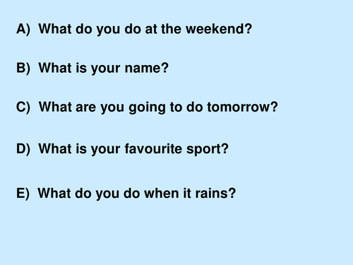 Year 8 Speaking test - Self & Hobbies