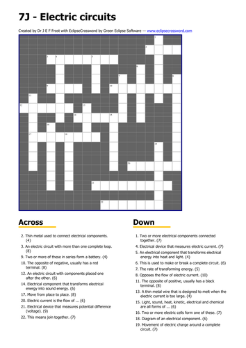 circuits crossword