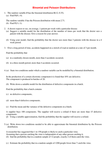 Binomial and Poisson Distributions