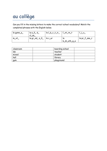 Au college missing letters