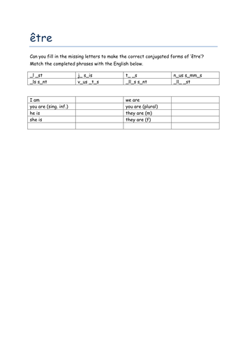 etre missing letters