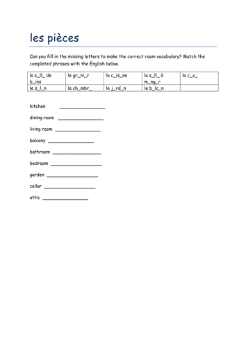 les pieces missing letters