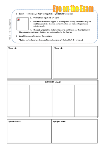 Eye on the exam - Maintenance of Relationships