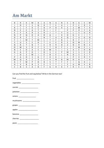 Am Markt wordsearch