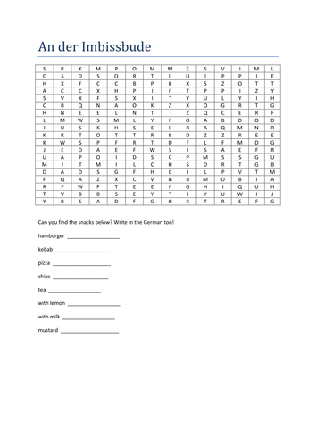 An der Imbissbude wordsearch