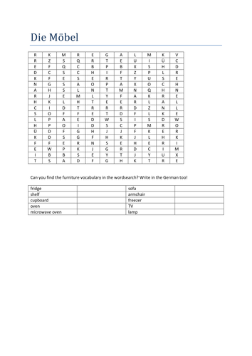 die Moebel wordsearch