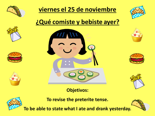 Que comiste ayer? - LESSON/PRETERITE TENSE/FOOD