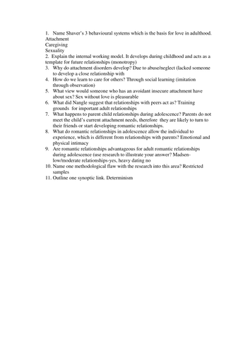 Childhood and Adolescence Quiz