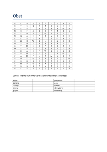 Obst wordsearch