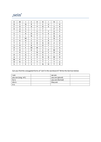 sein wordsearch