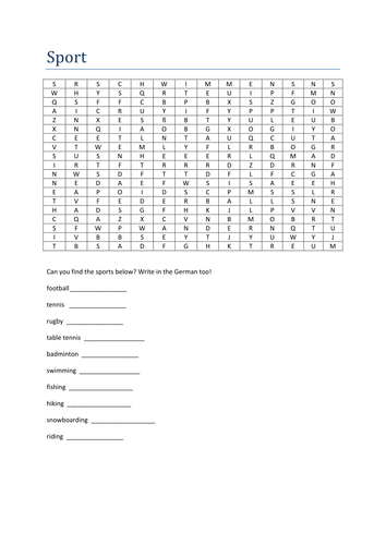 Sport wordsearch