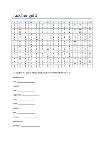 Taschengeld wordsearch