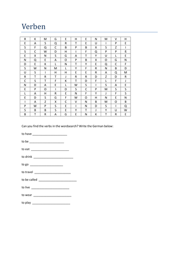 Verben wordsearch